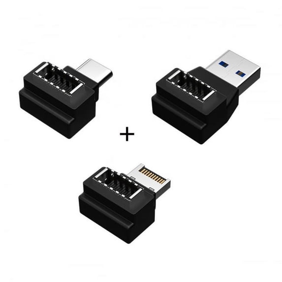 Chenyang CY 3pcs USB 3.1 Front Panel Header Female Type-E to Male Type-A Type-C USB-C Motherboard Extension Data Angled Adapter Enclosure