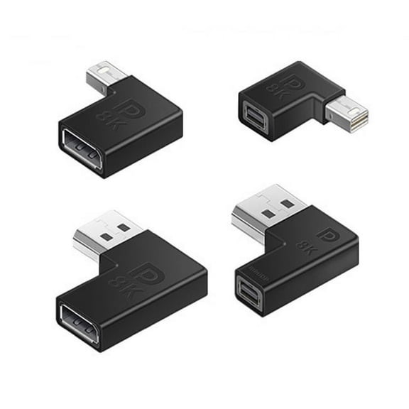Chenyang CY 4pcs/set Left Angled Mini DisplayPort 1.4 8K 60hz to DP Adapter Male Female Ultra-HD UHD for Video PC Laptop Adapter