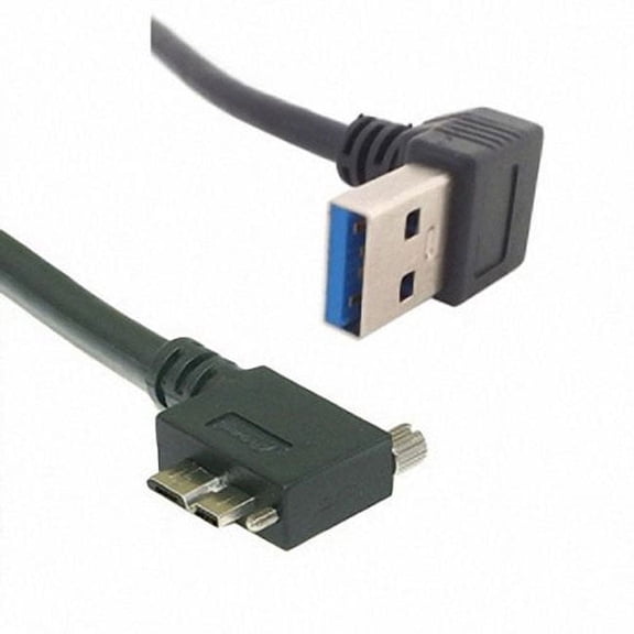 Chenyang CY Down Direction Right Angled 90 Degree USB 3.0 A plug to Micro B Plug Left Angled locking Screws Panel Cable 40cm Cable