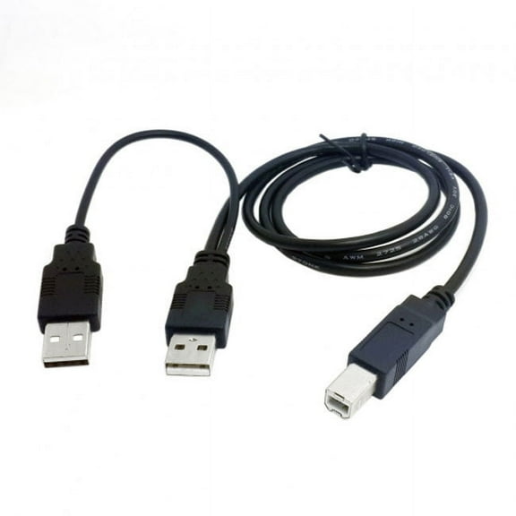 Chenyang CY Dual USB 2.0 Male to Standard B Male Y Cable 80cm for Printer Scanner External Hard Disk Drive Cable