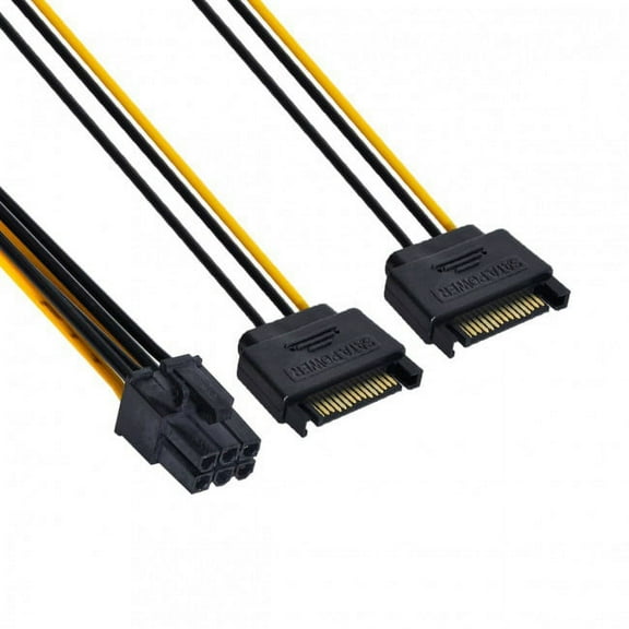 Chenyang CY Dual two SATA 15 Pin Male M to PCI-e Express Card 6 Pin Female Graphics Video Card Power Cable 15cm Cable