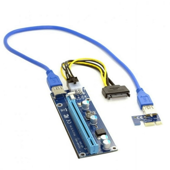 Chenyang CY PCI-E 1x to 16x Mining Machine Enhanced Extender Riser Adapter with USB 3.0 6Pin Power Cable card