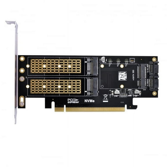 Chenyang CY PCI Express PCI-E 3.0 Dual SATA to NGFF NVME MSATA M-Key B/M-key SSD Card Adapter 3in1 Card