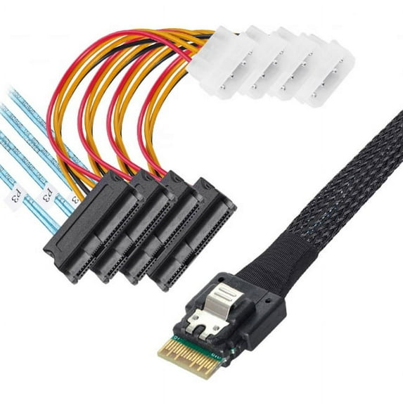 Chenyang CY Slimline SAS 4.0 SFF-8654 4i 38pin Host to 4 SAS 29pin SFF-8654 Target Hard Disk Fanout Raid Cable Cable