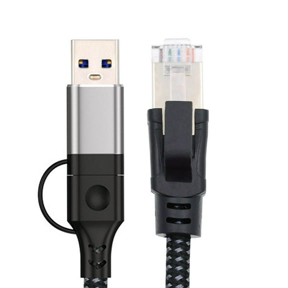 Chenyang Combo USB Type-A & Type-C USB-C to Ethernet Cable URJ45 Male Cord Directly Connected 1000Mbps Gigabit LAN Network