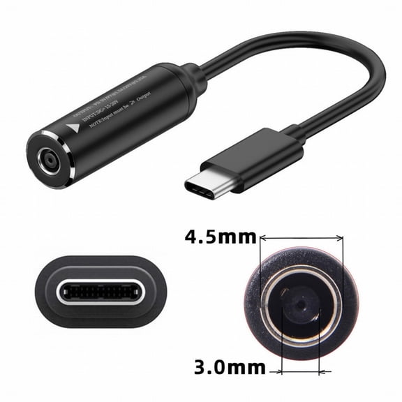 Chenyang DC Jack 4.5x3.0mm Input to USB-C Type-C Power Plug Charge Cable for Laptop Phone PD9V 5V 20V