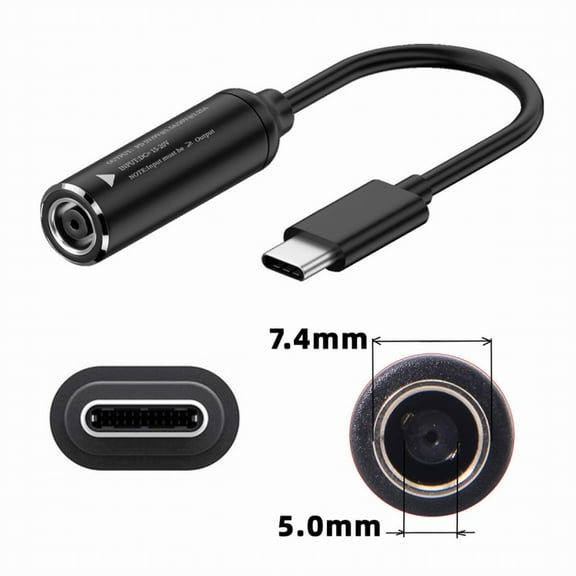 Chenyang DC Jack 7.4x5.0mm Input to USB-C Type-C Power Plug Charge Cable for Laptop Phone PD9V 5V 20V