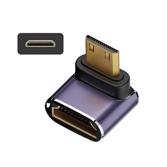Chenyang Down Angled Mini HDMI Male to HDMI 2.1 Female UHD Extension Gold Converter Adapter Support 8K 60hz HDTV