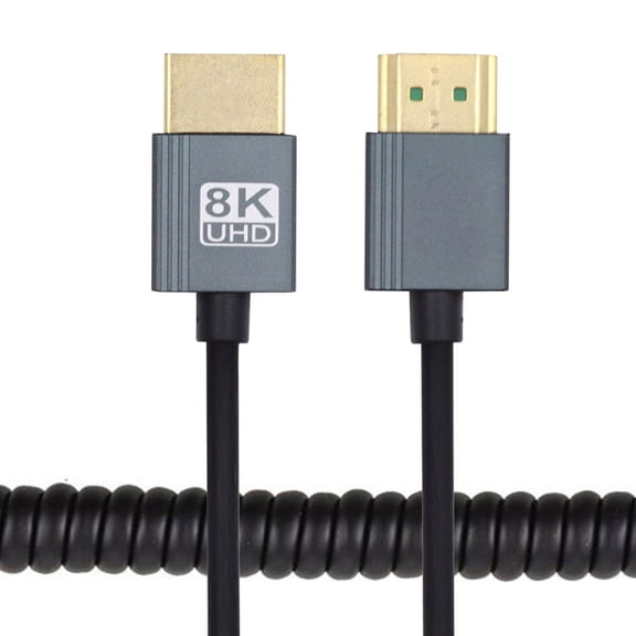 Chenyang HDMI 2.1 Male to HDMI Male 8K 60hz Stretch Coiled Cable 100cm for HDTV Computer Laptop Monitor