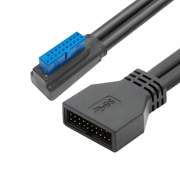 Chenyang Left Angled USB 3.0 20Pin 19Pin Male Low Profile to Female Extension 5Gbps Cable 90 Degree for Motherboard