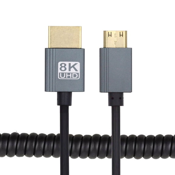 Chenyang Mini HDMI 2.1 Male to HDMI Male 8K 60hz Stretch Coiled Cable 100cm for HDTV Computer Laptop Monitor