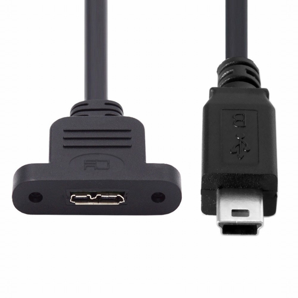 Chenyang Mini USB 2.0 5Pin Male to Micro 3.0 Type-B Female Screw Mount Type Extension Cable 480Mbps