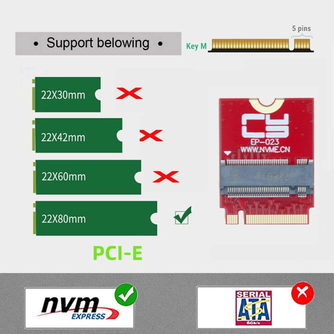 Xiwai NVME M-Key 22x30mm To 22x80mm NGFF Expansion SSD Conversion