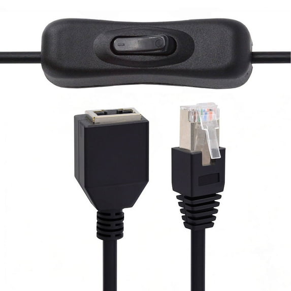 Chenyang RJ45 CAT6 8P8C STP UTP Male to Female Extension Cable with 304 Singal Switch On/Off LAN Ethernet Network Patch Cord