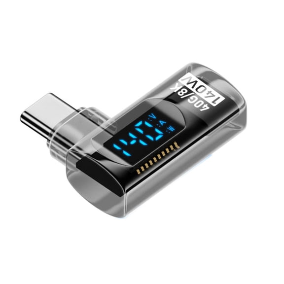 Chenyang Type-C Smart LED Display USB-C Male to Female Extension Adapter USB4.0 40Gbps 140W Left Right Angled 90 Degree Current Voltage Monitoring