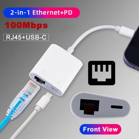 Chenyang Type C USB-C to 100Mbps Networking RJ45 with PD Power Charge Adapter Compatible with Laptop Tablet Phone