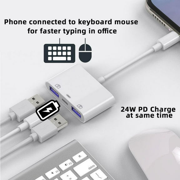 Chenyang Type C USB-C to Dual Type-A USB3.0 Female with PD Power Charge Adapter Compatible with Laptop Tablet Phone