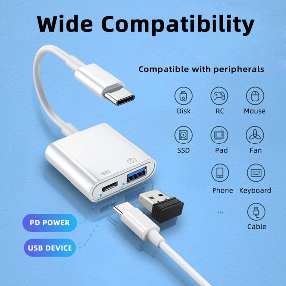 Chenyang Type C USB-C to Standard Type-A USB3.0 Female with PD Power Charge Adapter Compatible with Macbook Laptop Tablet Phone