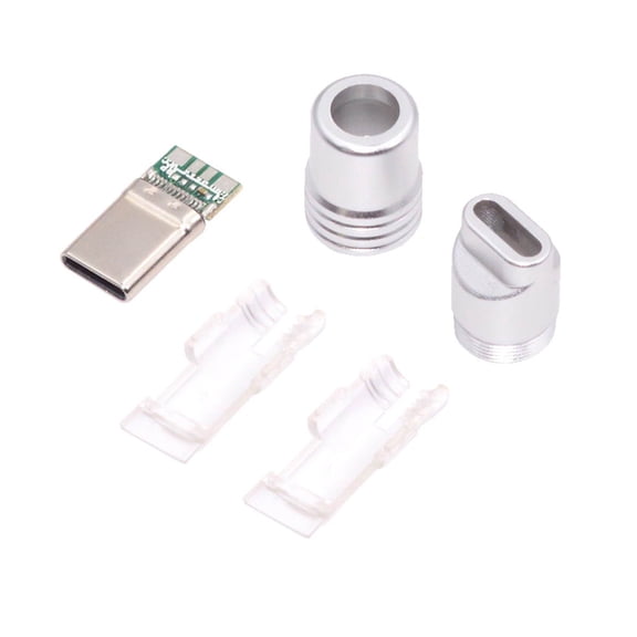 Chenyang USB 3.1 Type-C Male Plug Connector Solder Type with Aluminum Alloy Shell Silver Customization for 4.0mm~6.0mm Cable
