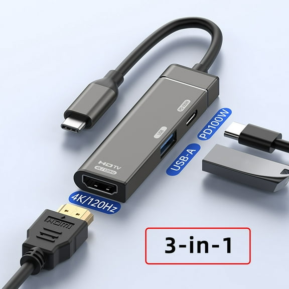 Chenyang USB-C Type-C to HDMI 4K@120hz USB 3.0 OTG Converter HDTV Multiport Adapter with Female PD 100W Power Port
