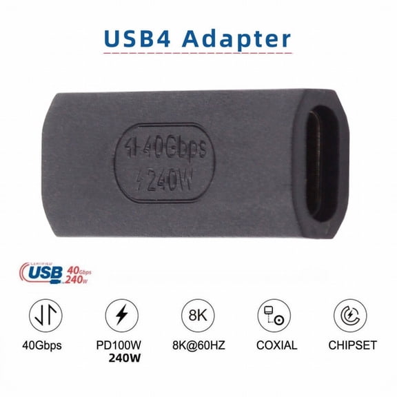 Chenyang USB4 Type C Female to Female Extension 240W Power 40Gbps Data 8K Video Extender Adapter for NS Phone Laptop
