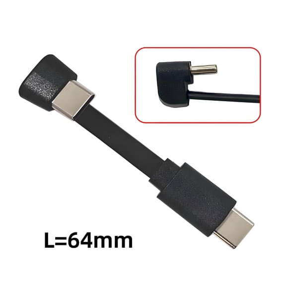 Chenyang Ultra Slim Flat USB-C Type-C Male to Female Extension Power USB2.0 Data Cable Opposite U Shape Back Angled 65W Fast Charge for Laptop Tablet Phone