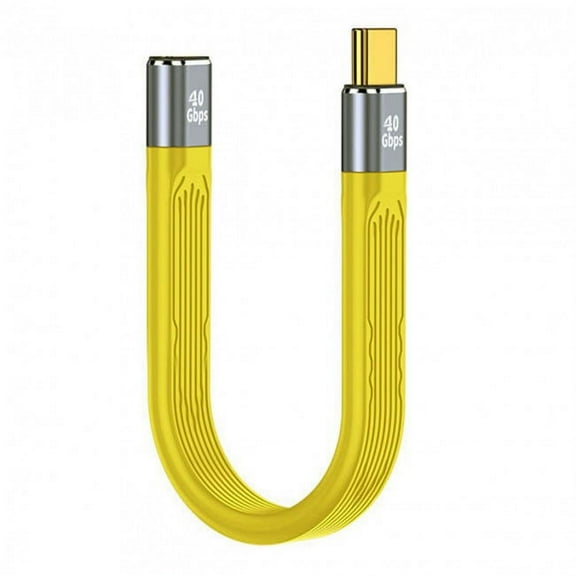 Chenyang Yellow USB4 Extension Cable Slim Flat Male to Female 40Gbps with 100W Charging and 8K@60Hz Compatible with Thunderbolt3/4