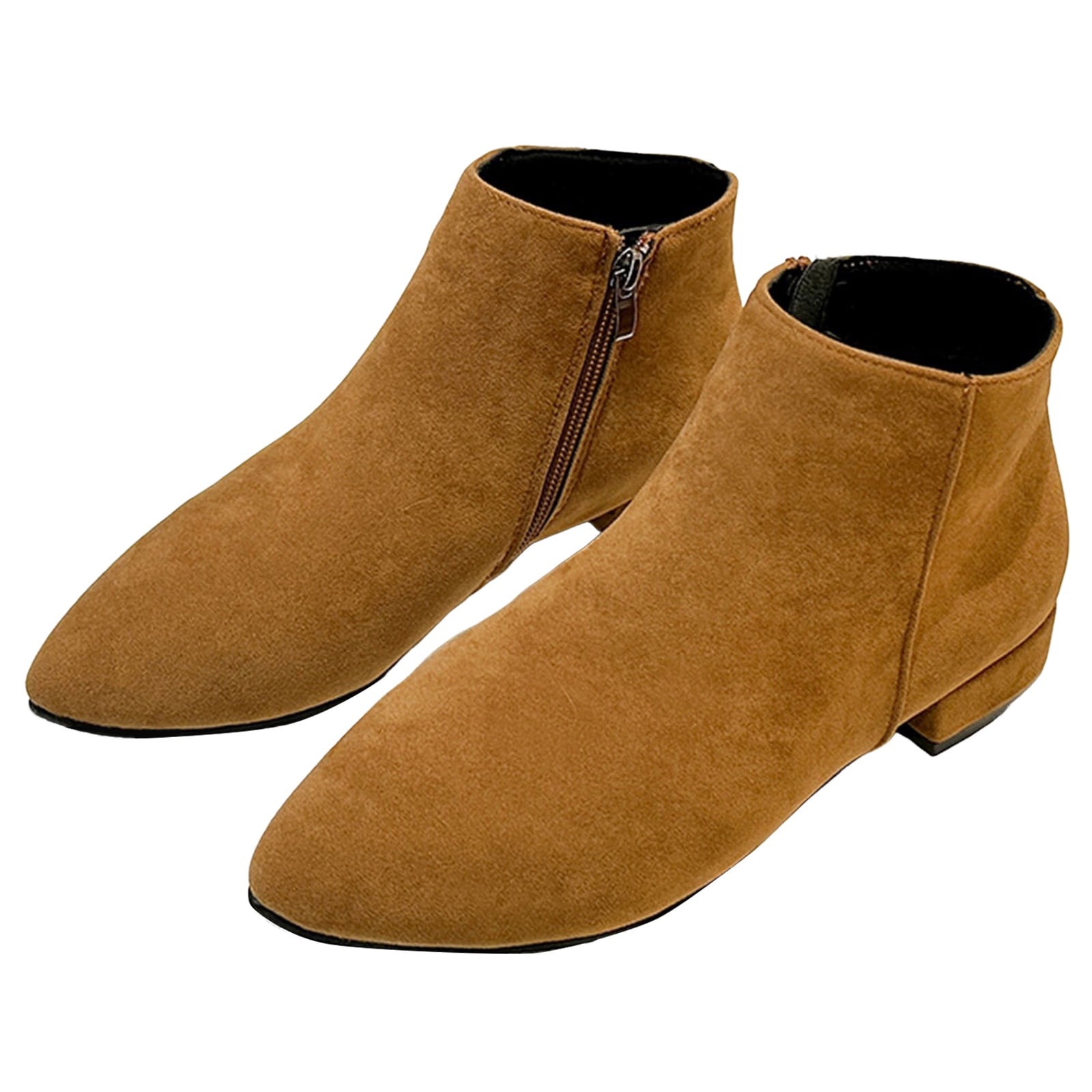 Chenyee Ankle Boots for Women Block Low Heel Pointed Toe Short Booties ...