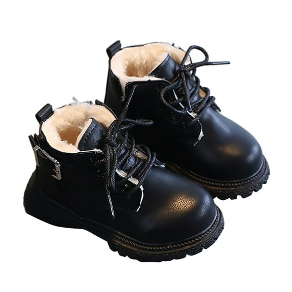 Chenyee Baby Ankle Boots Fleece Lined Warm Fashion Leather Lace Up Non Slip Combat Booties