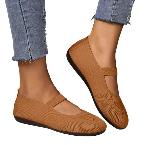 Chenyee Ballet Flats Shoes for Women Comfortable Wide Width Knit Dress Shoes Casual Slip On Loafers