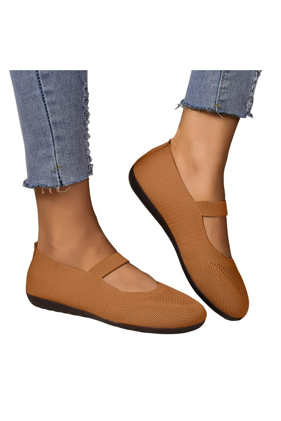 Ballet Flats Shoes for Women Comfortable Wide Width Knit Dress Shoes Casual Slip On Loafers