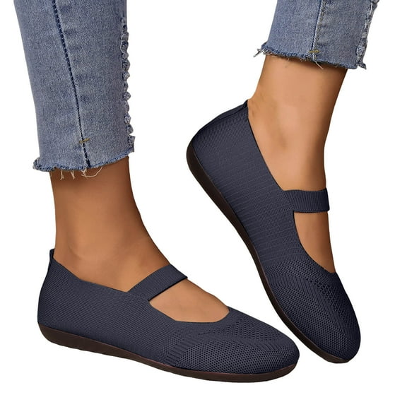Chenyee Ballet Flats Shoes for Women Comfortable Wide Width Knit Dress Shoes Casual Slip On Loafers