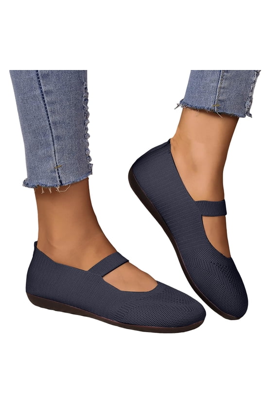 Ballet Flats Shoes for Women Comfortable Wide Width Knit Dress Shoes Casual Slip On Loafers