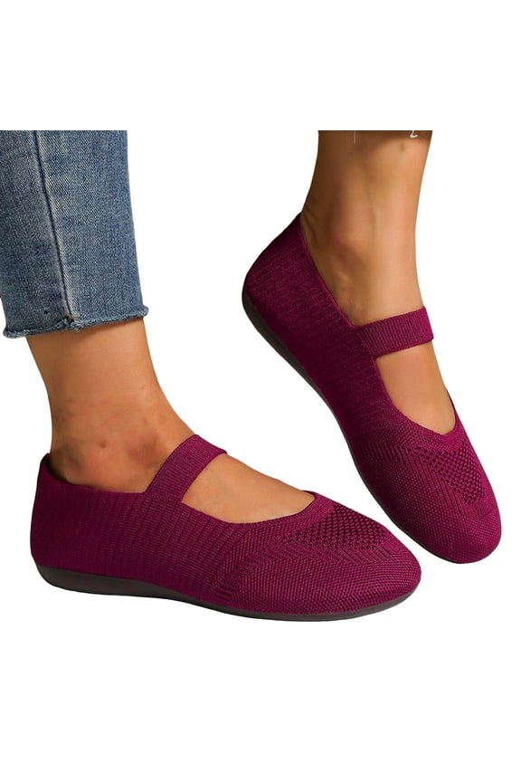 Ballet Flats Shoes for Women Comfortable Wide Width Knit Dress Shoes Casual Slip On Loafers