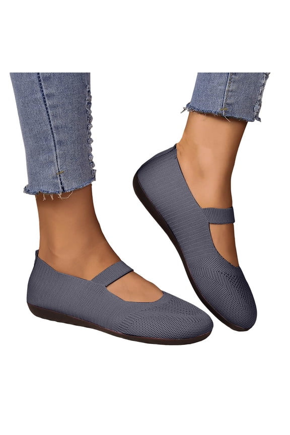 Ballet Flats Shoes for Women Comfortable Wide Width Knit Dress Shoes Casual Slip On Loafers