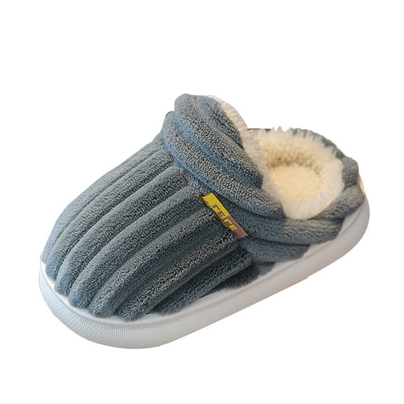 Chenyee Boys Girls Fleece Lined Indoor Slippers Warm Non Slip Corduroy Cotton House Shoes for Toddler