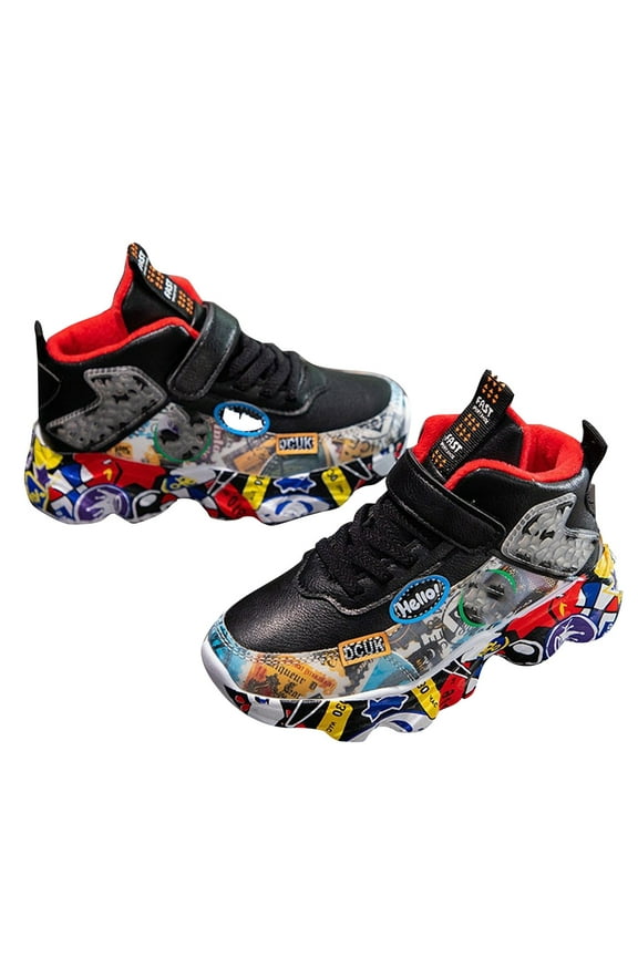 Boys Leather Sneakers Kids Breathable Running Shoes Lightweight Athletic for Toddler