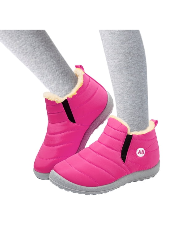 Childrens Winter Fleece Childrens Boots Flat Splashing Fleece Warm Short Tube Snow Boots