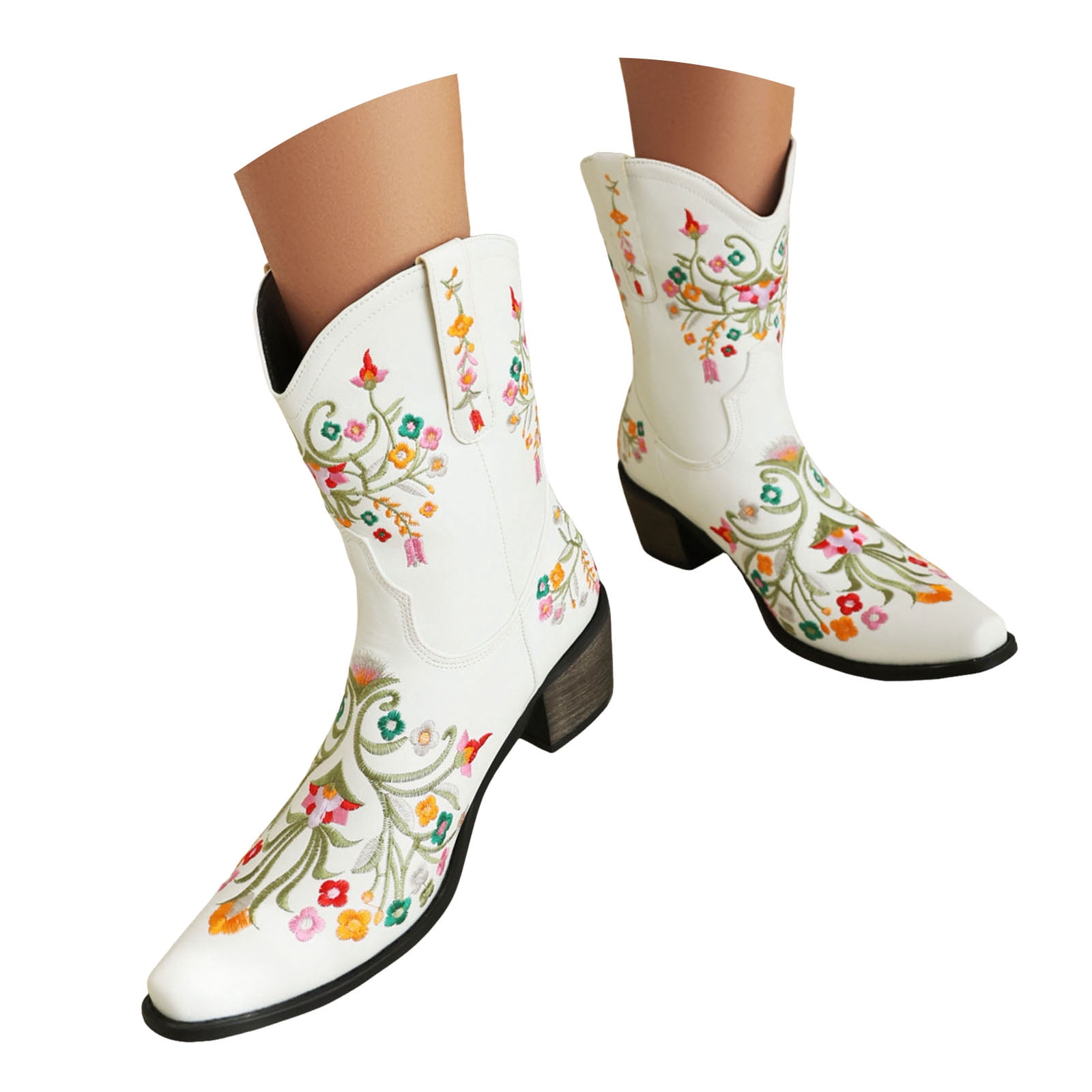 Retro Chunky Heel Embroidery Western Cowboy Boot Women main image 1