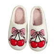 thumbnail image 1 of Chenyee Cute Cartoon Slippers for Women Soft Plush Retro Preppy Slip On Comfortable Indoor Outdoor Shoes, 1 of 4