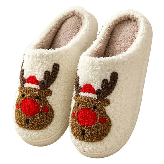Chenyee Cute Christmas Slippers for Women Memory Foam Indoor Outdoor Comfortable Non Slip Fuzzy Slippers
