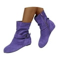 thumbnail image 1 of Chenyee Flat Mid Calf Boots for Women Vitage Wide Calf Suede Slouchy Side Zipper Ankle Booties, 1 of 3