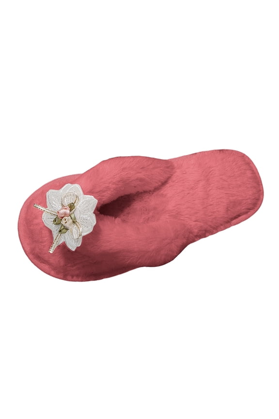 Fluffy House Slippers for Women Open Toe Plush Flip Flops Indoor Outdoor Soft Spa Slides Shoes