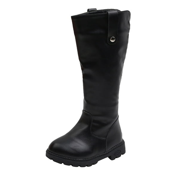 Chenyee Girls Knee High Boots Kids Fashion Low Heel Wide Calf Tall Riding Booties for Toddler