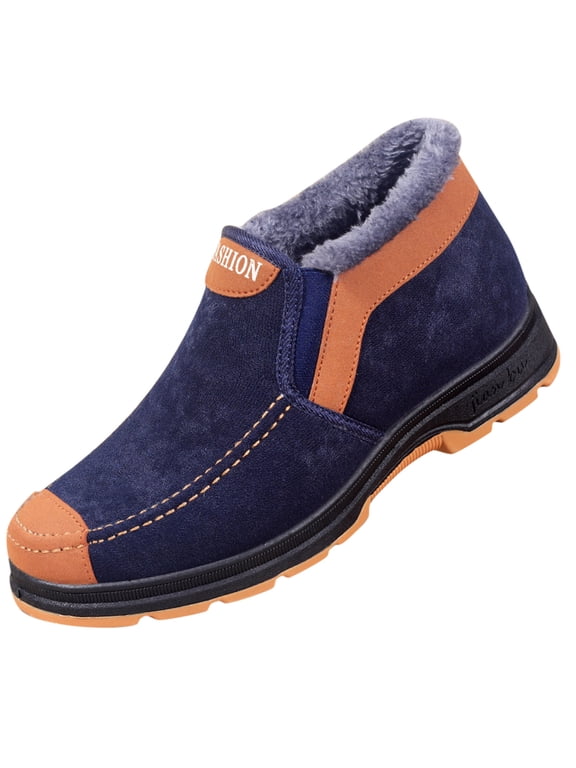 Hiking Boots for Men Winter Snow Ankle BootiesSlip on Casual Warm Walking Sneakers