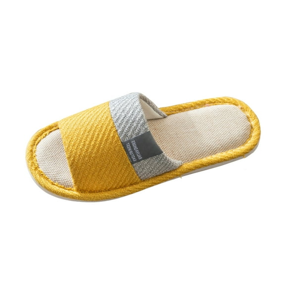 Chenyee House Linen Slippers for Men Women Open Toe Soft Comfortable Indoor Slip on Slide Shoes