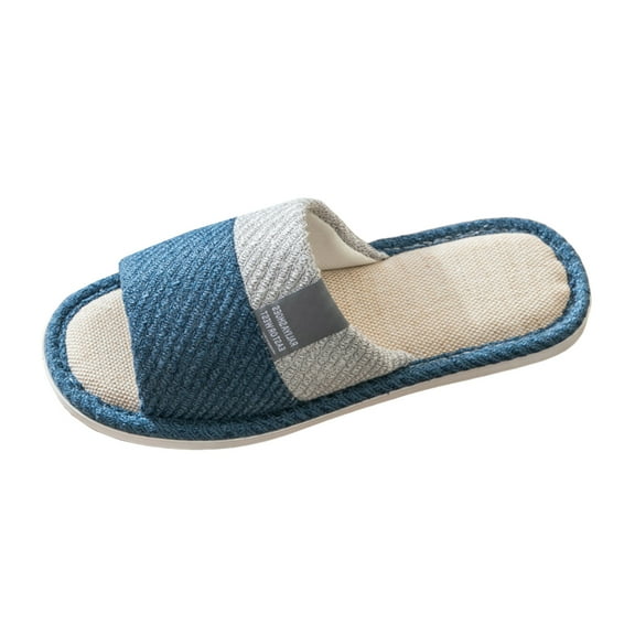 Chenyee House Linen Slippers for Men Women Open Toe Soft Comfortable Indoor Slip on Slide Shoes