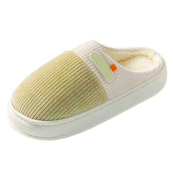 Chenyee House Slippers for Women Men Thick Sole Plush Warm Bedroom Slides Indoor Slip On Cotton Shoes