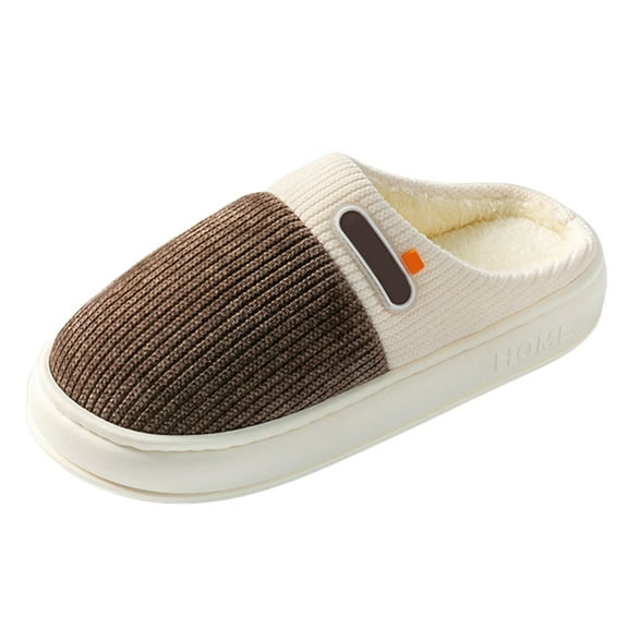 Chenyee House Slippers for Women Men Thick Sole Plush Warm Bedroom Slides Indoor Slip On Cotton Shoes
