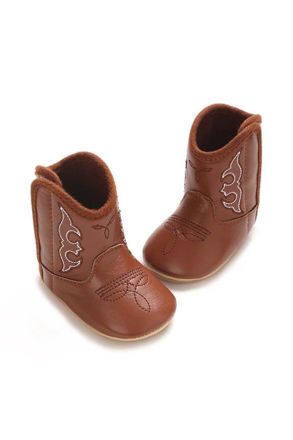 Toddler Western Ankle Boots Soft Rubber Sole Cowboy Booties for Baby Girls Boys